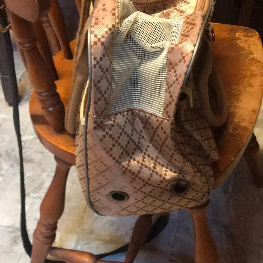 Stylish Tan Patterned Cat Carrier